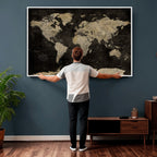 Push Pin World Map Canvas Wall Art Print, Interactive Travel Map