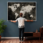 Vintage World Map Wall Art Canvas Print | Framed Large Map Wall Art