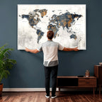 World Map Wall Art Canvas Print for Office Wall Decor