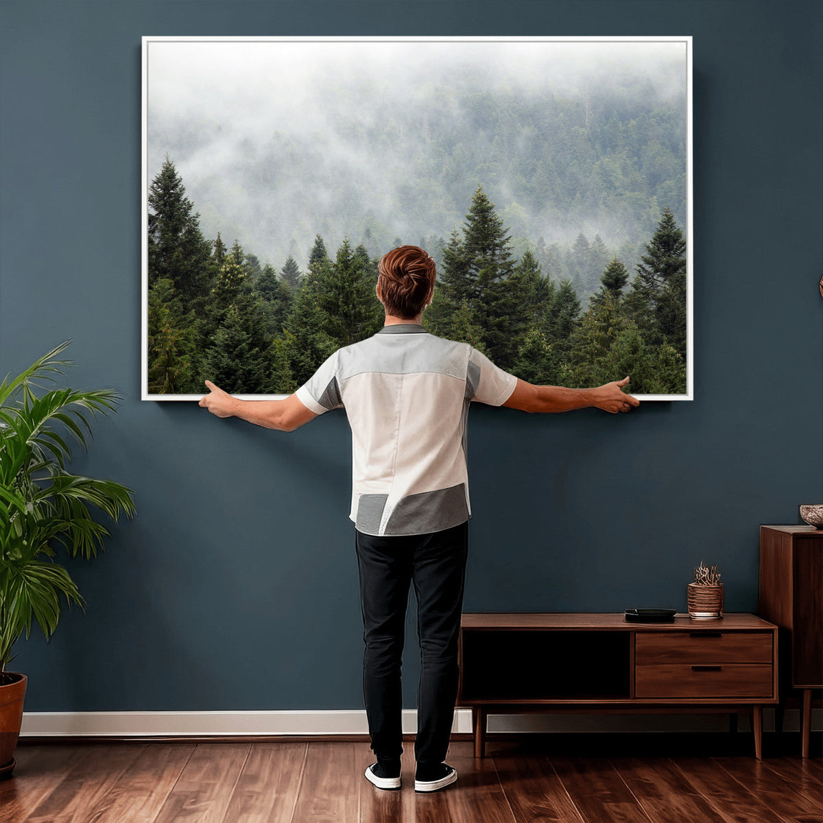 Misty Mountain Forest Wall Art Canvas Print