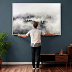 Foggy Forest Wall Art Canvas Print, Misty Pine Tree Landscape