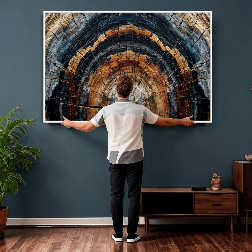 Abstract Wood Grain Canvas Print, Tree Ring Pattern Wall Art, Extra Large Living Room Wall Decor