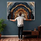 Abstract Wood Grain Canvas Print, Tree Ring Pattern Wall Art, Extra Large Living Room Wall Decor
