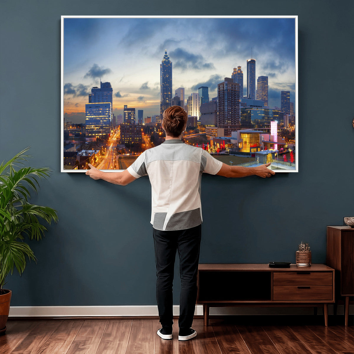 Atlanta Skyline Wall Art Canvas Print, Atlanta Downtown Night Cityscape
