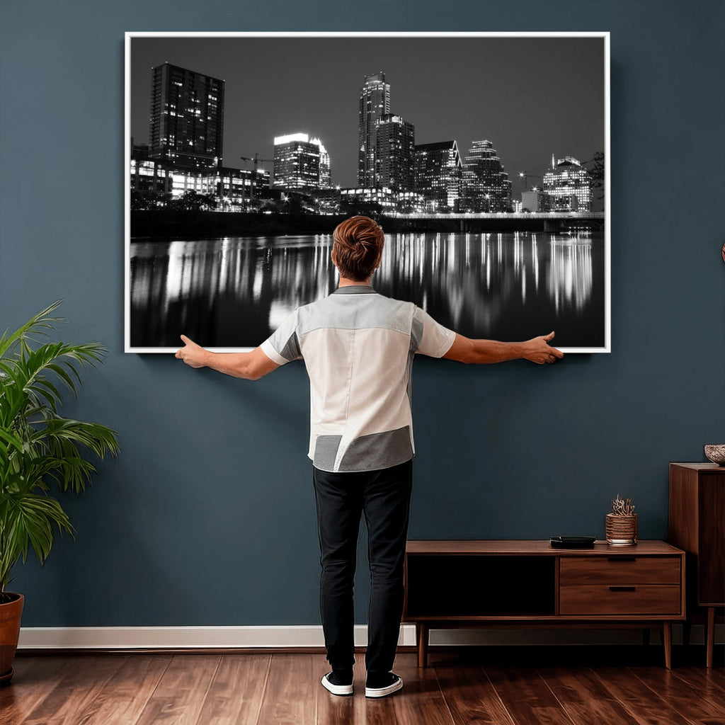 Austin Skyline Wall Art Canvas Print, Austin Downtown Night Cityscape