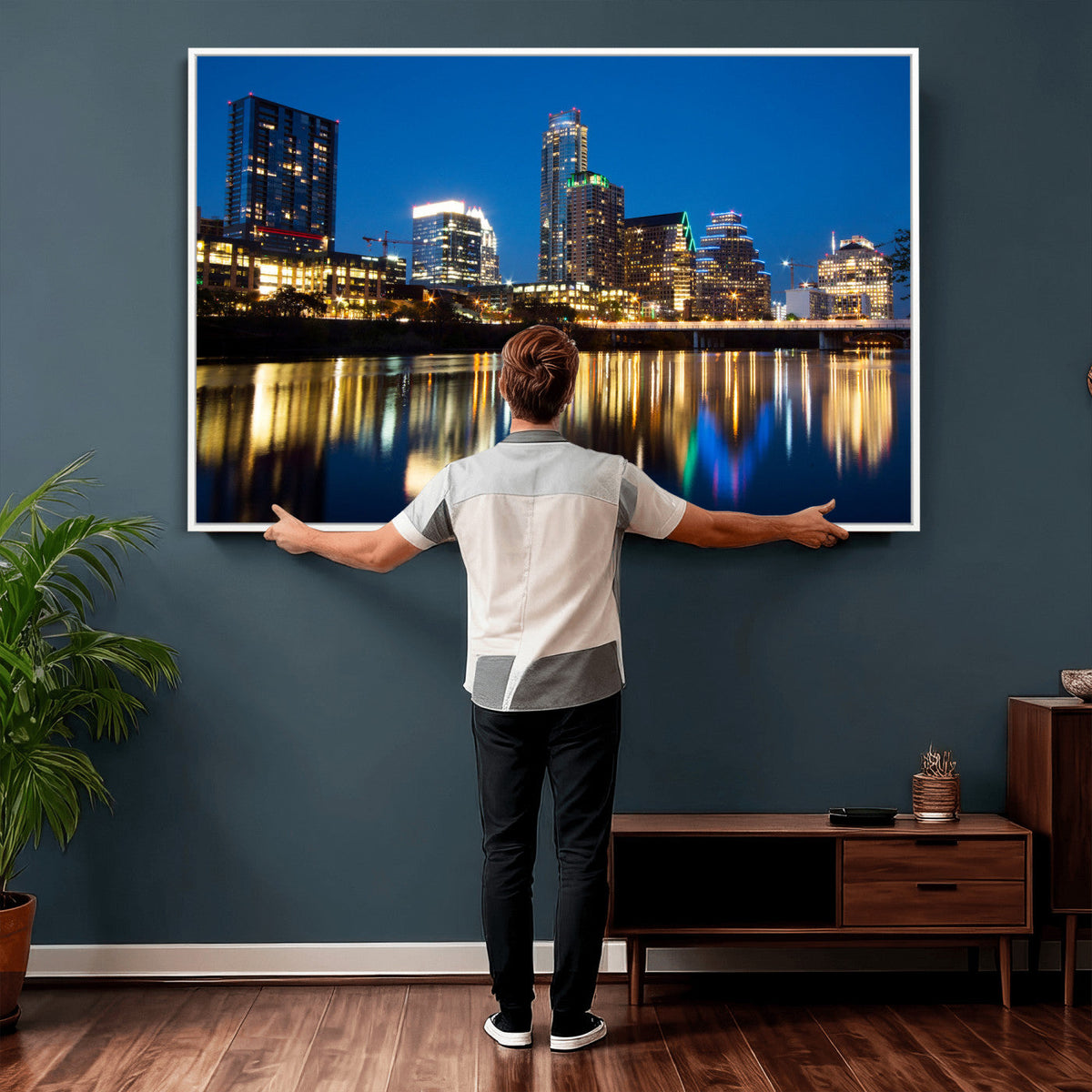 Austin Skyline Wall Art Canvas Print, Austin Downtown Night Cityscape