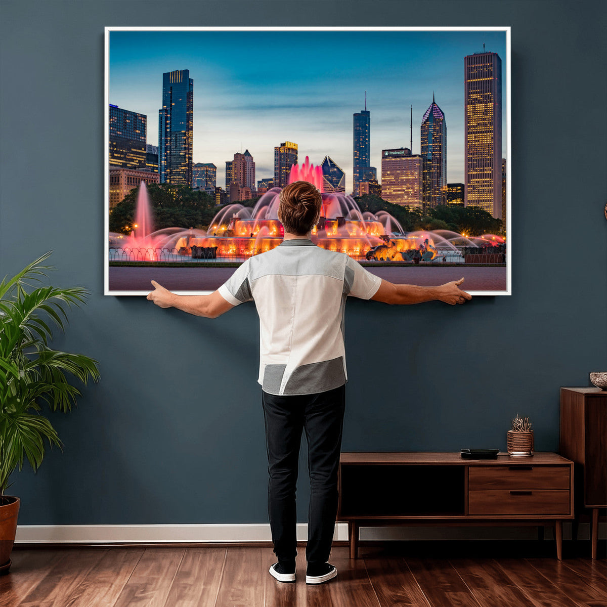Chicago Wall Art Canvas Print - Chicago City Downtown Night Cityscape
