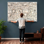 Abstract Bison Wall Art Canvas Print, Abstract Animal Art for Cabin Decor