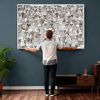 Abstract Texas Cow Wall Art Canvas Print, Farm Longhorn Art for Cabin Decor