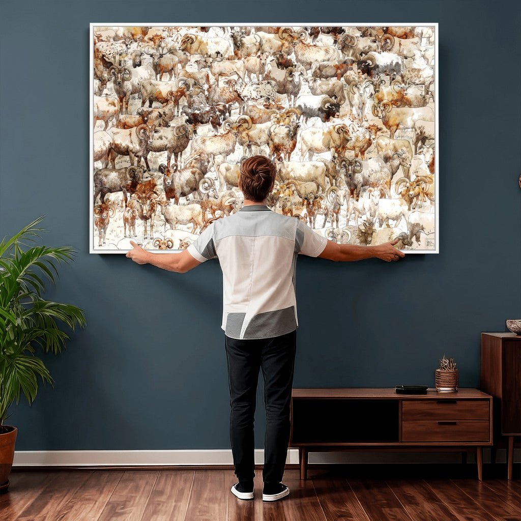 Farmhouse Bighorn Sheep Wall Art Canvas Print
