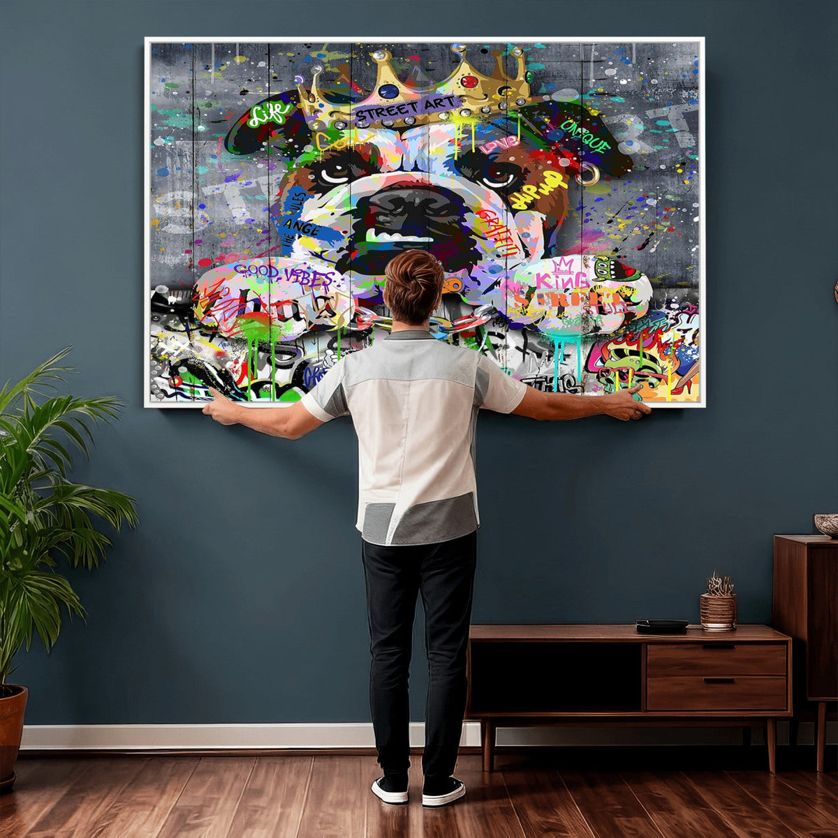 Graffiti Dog Wall Art Decor for Teen Bedroom | Abstract Graffiti Animal Canvas
