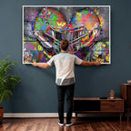 Graffiti Football Helmets Wall Art Canvas Print, Urban Street Art