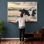 Texas Longhorn Bull Rustic Wall Art Canvas Print