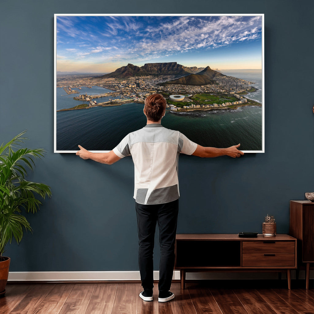 Cape Town Wall Art Canvas Print | Table Mountain Coastal Skyline Panorama