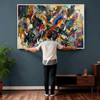 Geometric Abstract Wall Art Canvas Print, Orange Blue