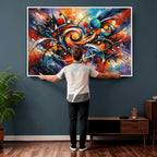 Geometric Abstract Wall Art Canvas Print, Orange Blue