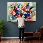 Geometric Abstract Wall Art Canvas Print, Orange Blue
