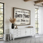 Custom Family Patio Sign Canvas, Personalized Rustic Backyard Decor