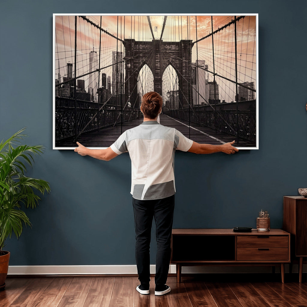 Brooklyn Bridge Canvas Wall Art, New York City Skyline Photography