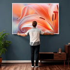 Peach Lily Canvas Wall Art, Coral Pink Flower Macro Photo Print, Botanical Decor
