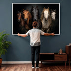 Horse Wall Art Canvas Print, Wild Horses Portrait Photography, Rustic Ranch Decor