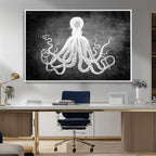 Black White Octopus Wall Art Canvas Print