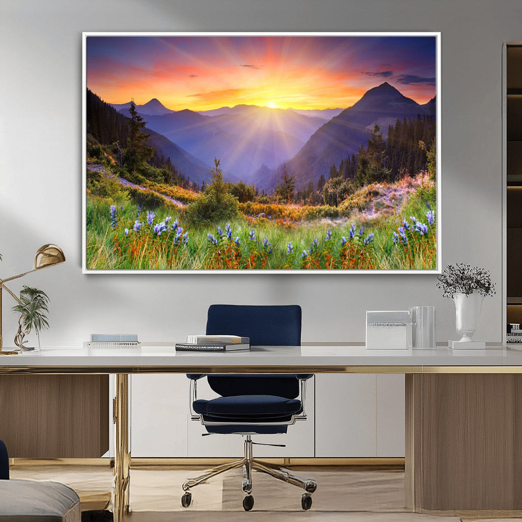 Mountain and Spring Wall Art Canvas Print