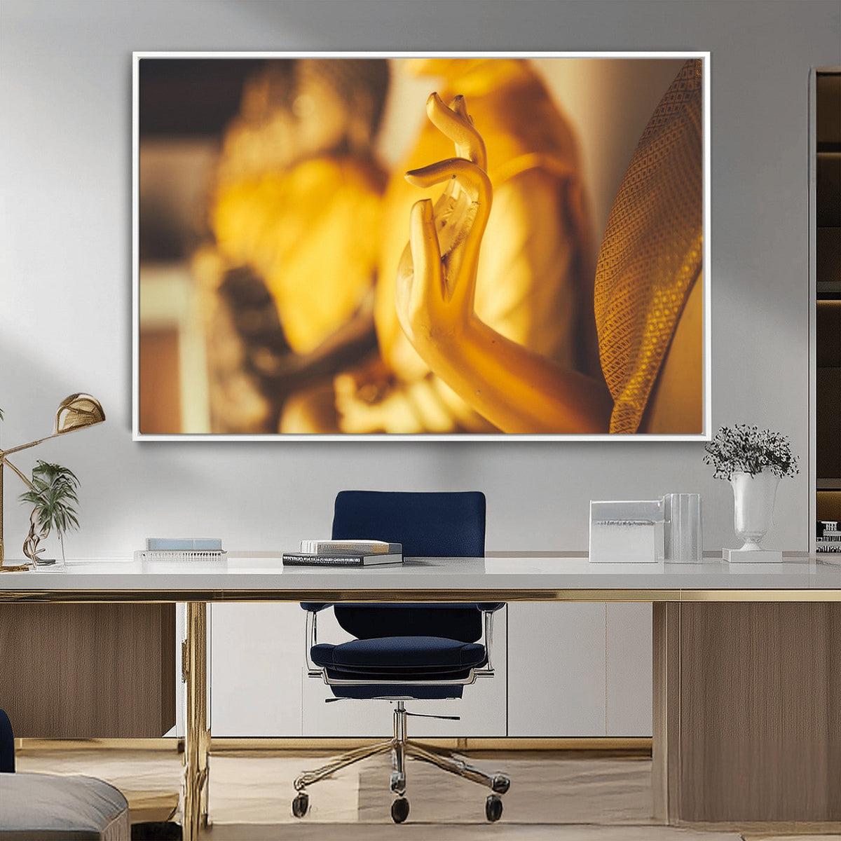 Gold Buddha Statue Hands Wall Art Canvas Print