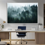 Misty Forest Wall Art | Serene Green Landscape Canvas Print