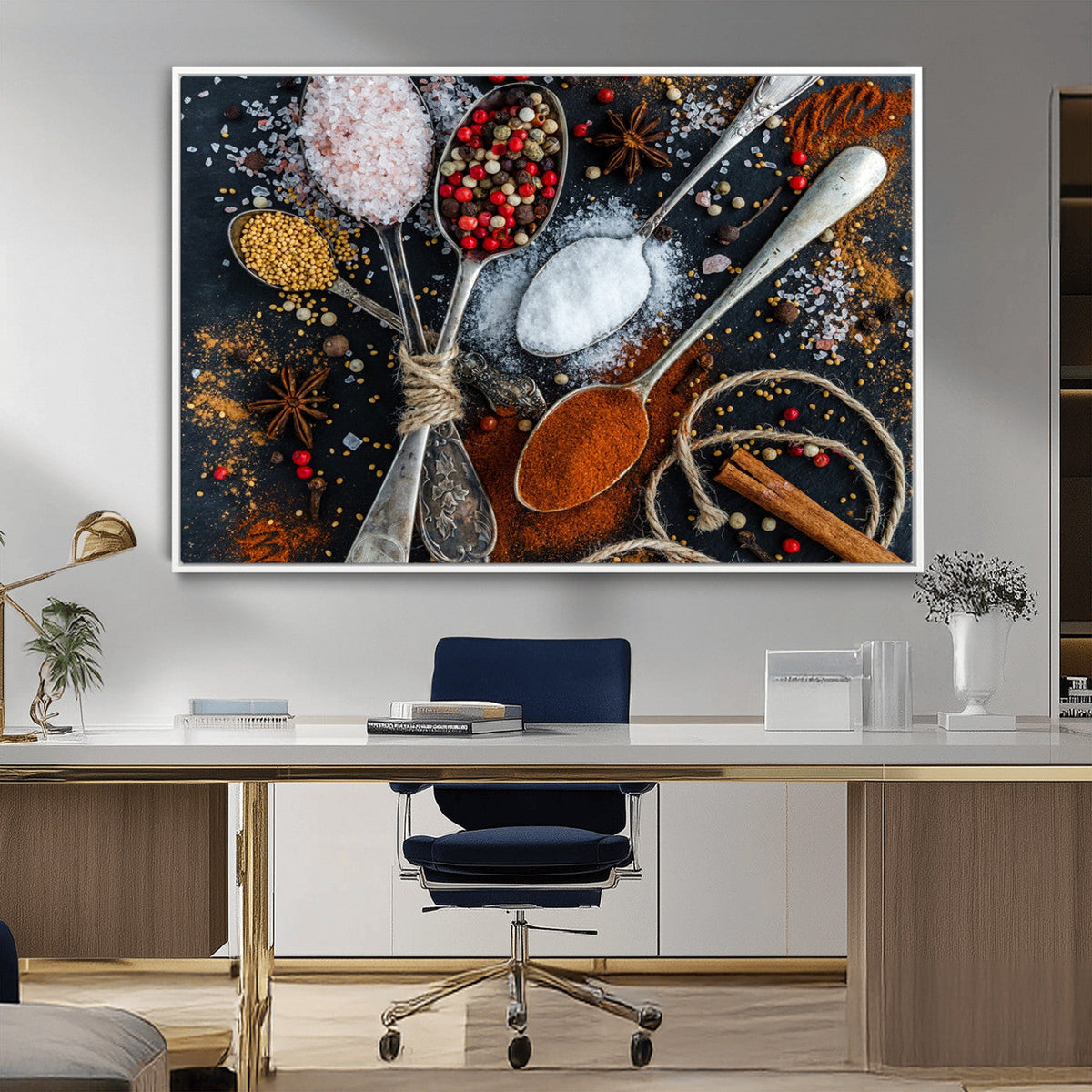 Spices and Seasonings Canvas Wall Art | Colorful Triptych Kitchen Decor