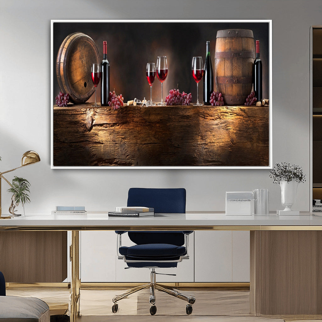 Wine and Barrels Wall Art Canvas Print