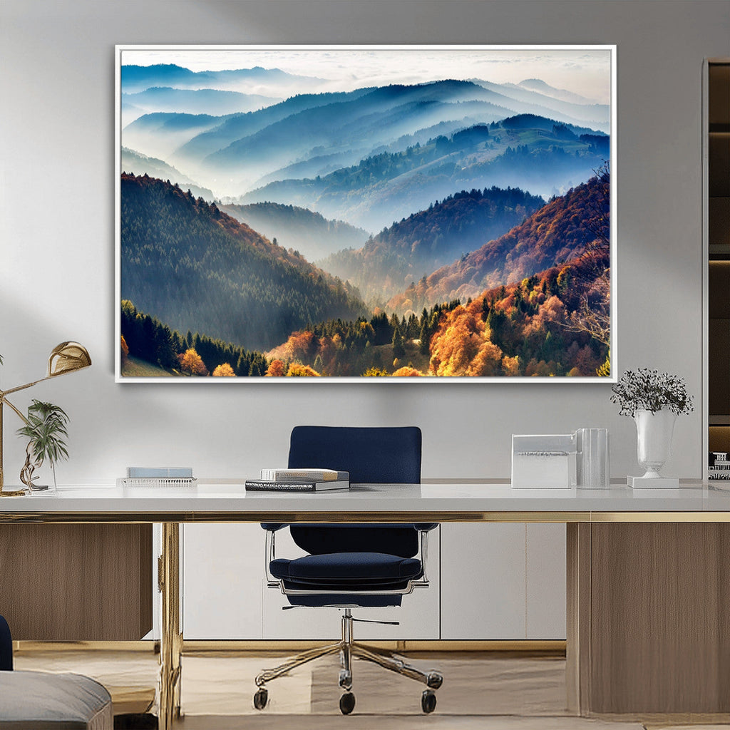 Mountains Forest Autumn Wall Art Canvas Print