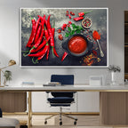 Red Chili Peppers Wall Art Kitchen Artwork Canvas Print