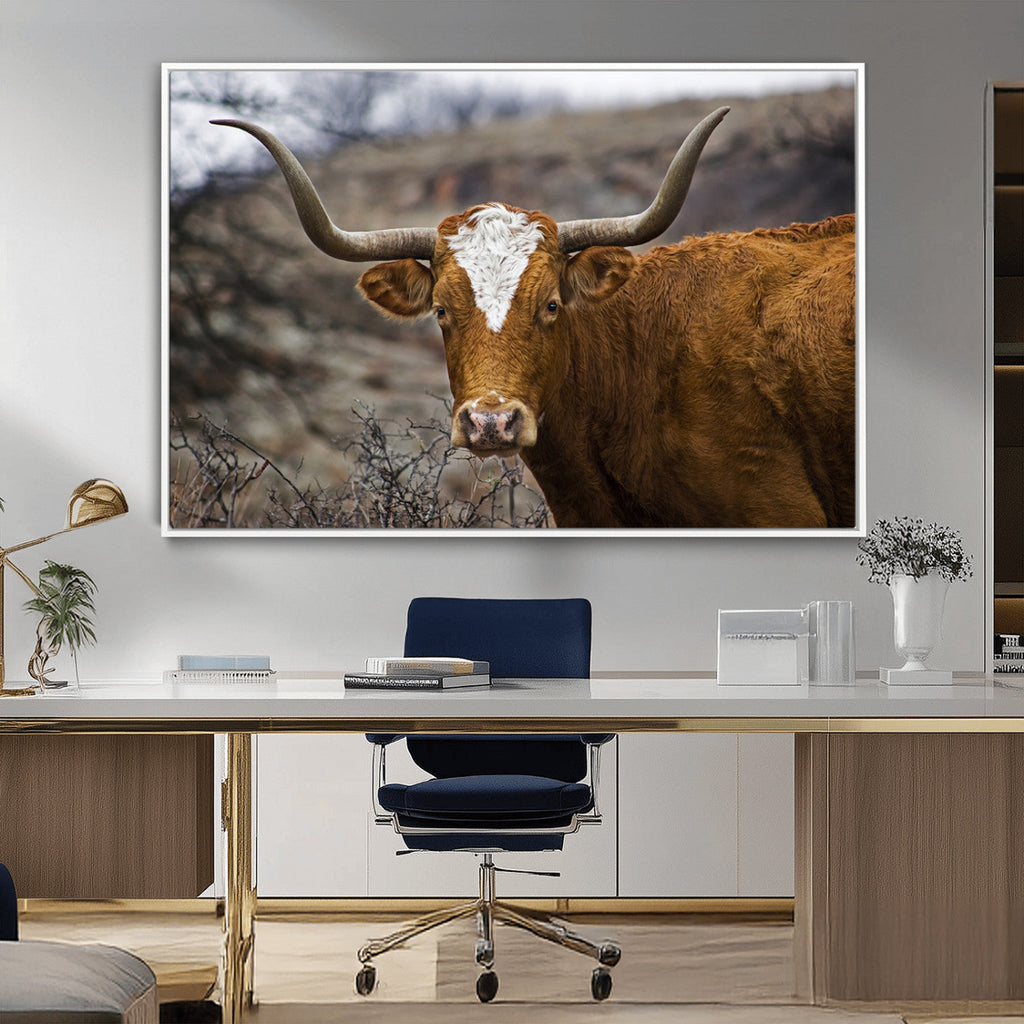 Framed Big Cow Animal Wall Art Canvas Print