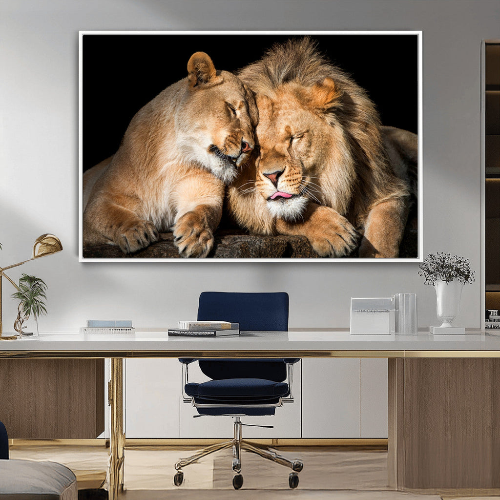 Lion and Lioness Wall Art Canvas Print | African Wildlife Animal Art