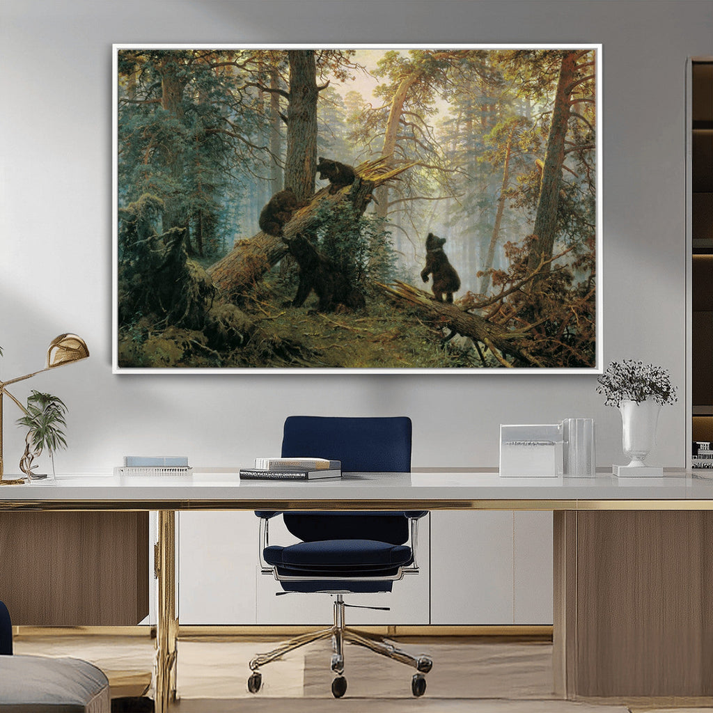 Baby Bears in Forest Wall Art Canvas Print