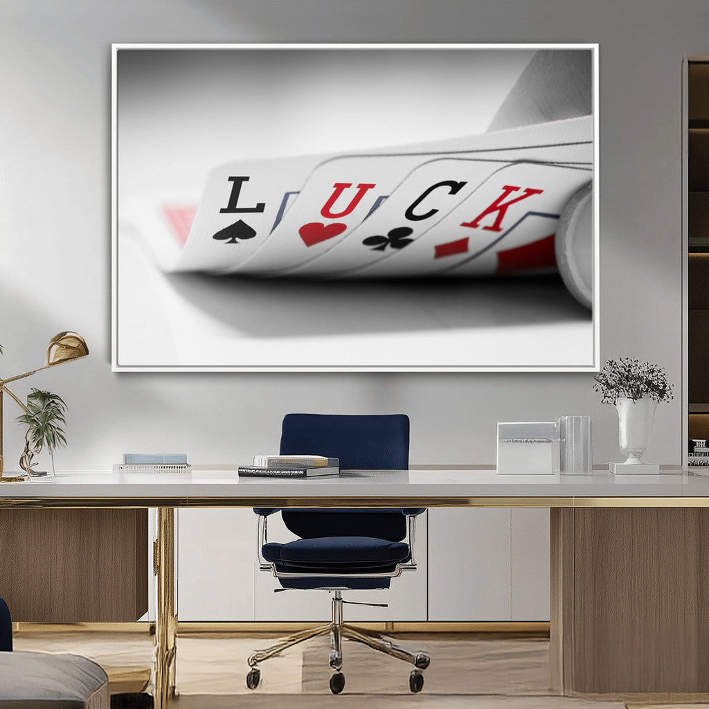 Framed Lucky Poker Cards Canvas | Modern Triptych Wall Art for Game Rooms