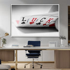 Framed Lucky Poker Cards Canvas | Modern Triptych Wall Art for Game Rooms