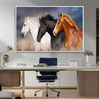 Animal Wall Art Three Horses Farmhouse Art Canvas Print