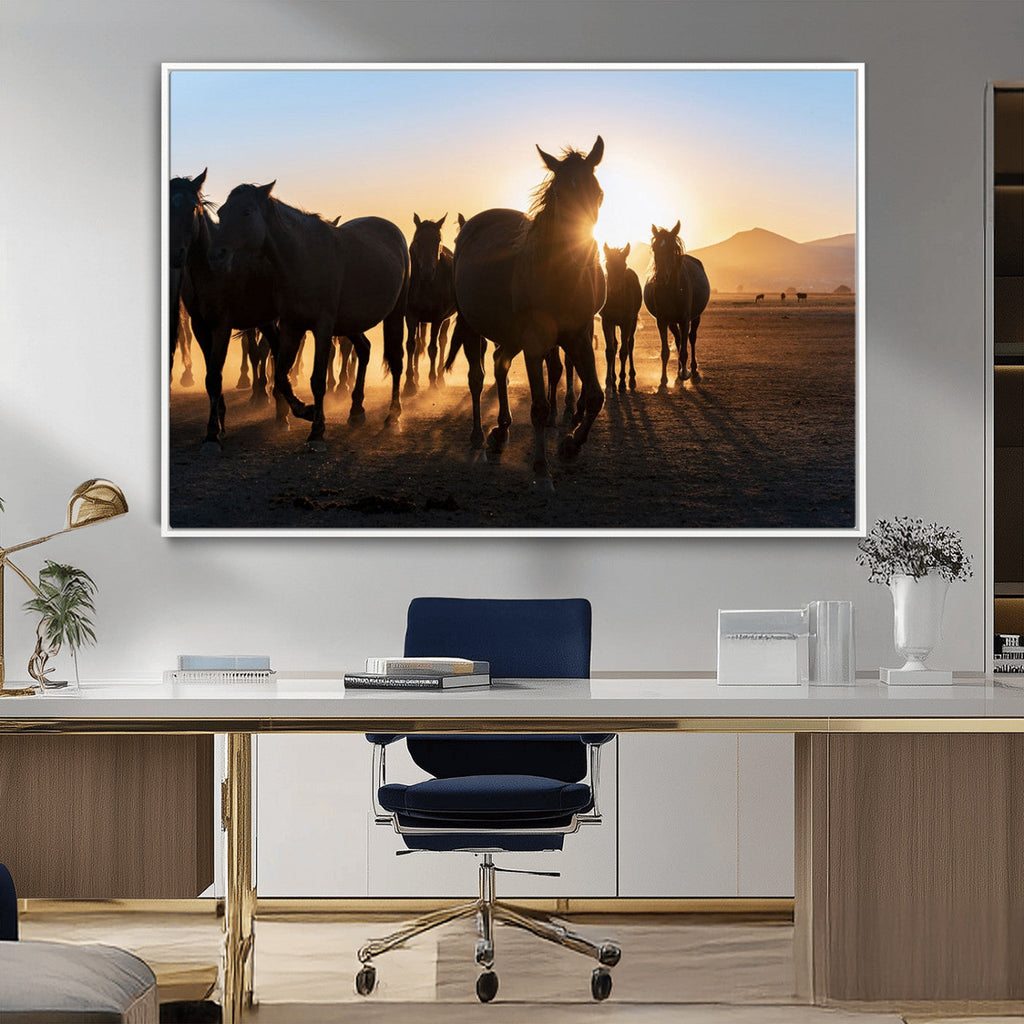 Horse Herd Wall Art Animal Canvas Print