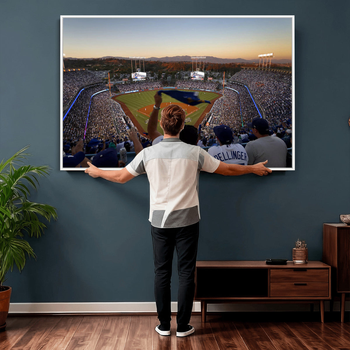 Dodger Stadium Sunset Game Triple Canvas Wall Art, Los Angeles Dodgers MLB Match