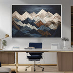 Rustic Mountain Landscape Wall Art Canvas Print, Framed 3D Wooden Effect Mountain Art