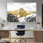 Gold Abstract Mountains Wall Art Print on Canvas, Nature Wall Art Print