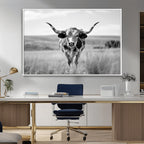 Texas Cow Longhorn Wall Art Canvas Print for Farm House Wall Art, Framed and Ready to Hang