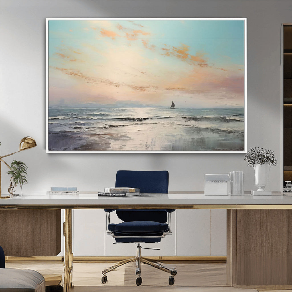 Abstract Ocean Wall Art, Boat Wall Art Canvas Print