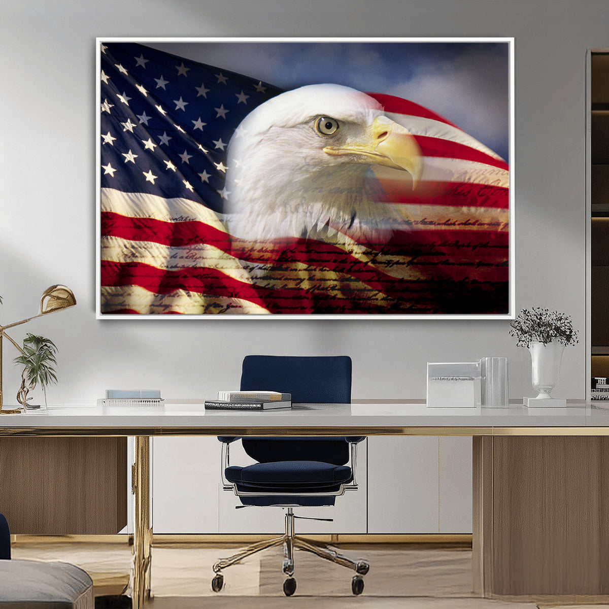 American Flag Eagle Symbol Wall Art Canvas Print, Patriotic American Flag Eagle Wall Art