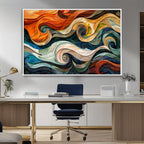 Abstract Wave Wall Art, Ready to Hang Framed Canvas Print | Extra Large 3 Piece Canvas Wall Art