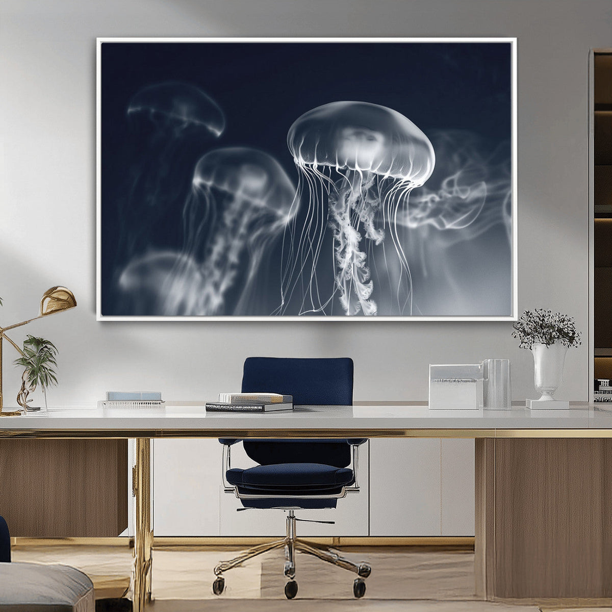 Jellyfish Wall Art Canvas Print, Modern Abstract Jellyfish