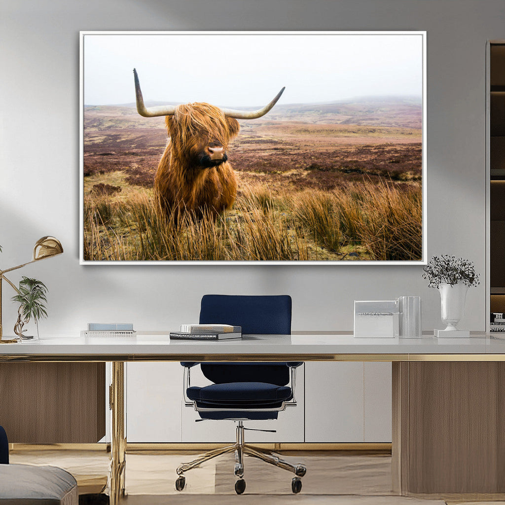 Scottish Highland Cow Canvas Wall Art, Rustic Farmhouse Decor