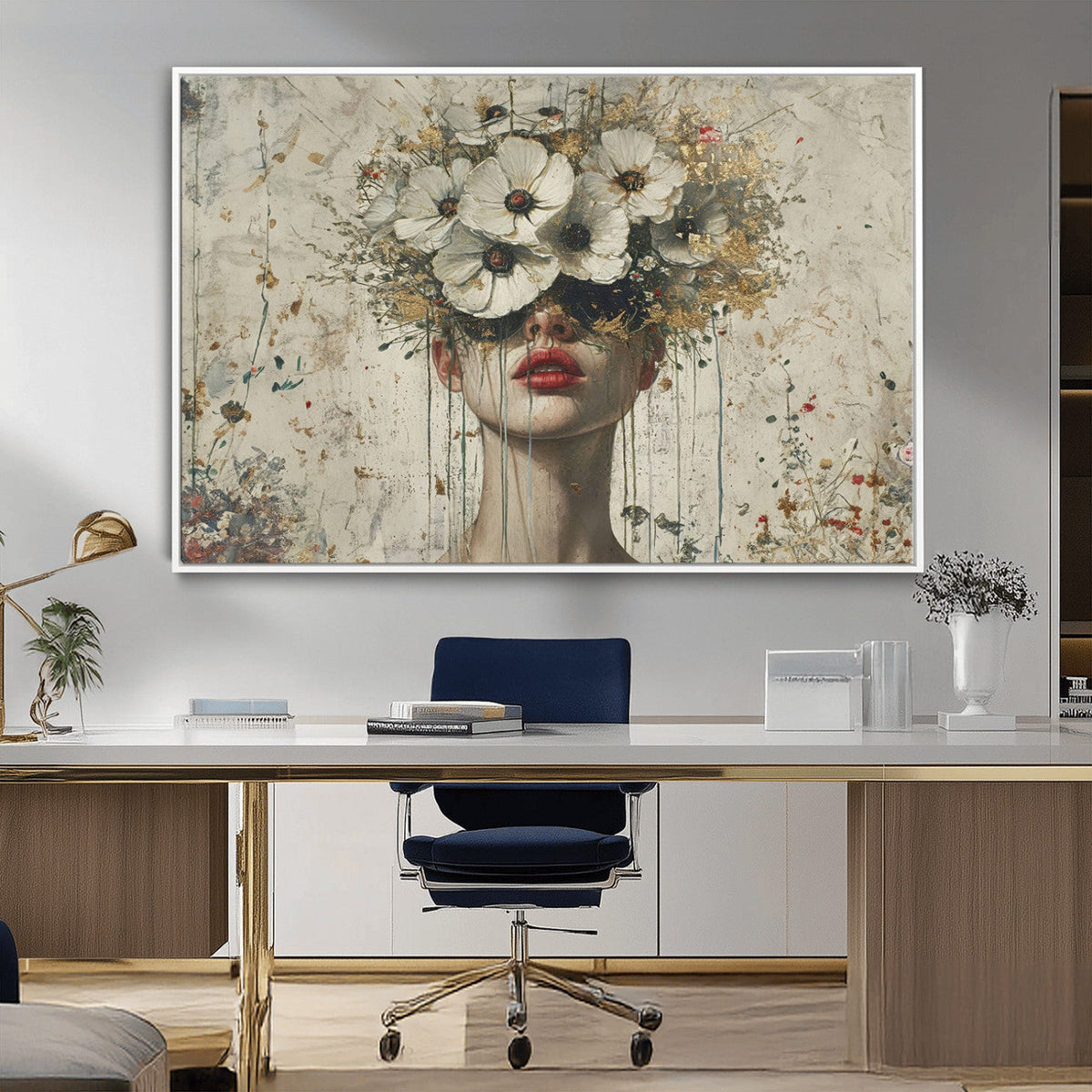 Abstract Floral Women Pastel Wall Art Canvas Print